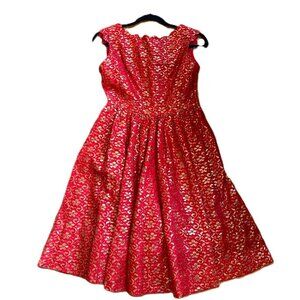 Vintage rare 1950s perfect for Christmas Holidays fit and flare dress